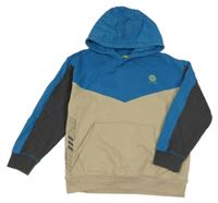 Modro-béžovo-šedá mikina s kapucí Next