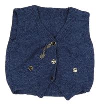 Modrá propínací pletená vesta 