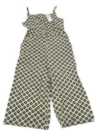 Nové - Béžovo-černý vzorovaný lněný kalhotový overal Matalan