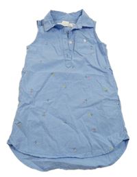 Světlemodré šaty s kvítky a límečkem H&M