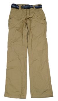 Béžové plátěné chino kalhoty s páskem C&A