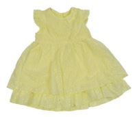 Žluté květované šifonové šaty s mašlí Primark