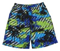 Tmavomodro-zelené plážové kraťasy Charles Vögele
