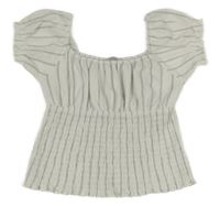 Bílo-černé pruhované crop tričko s žabičkováním Primark