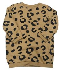 Hnědé teplákové šaty s leopardím vzorem F&F