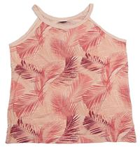 Růžový crop top s listy Page one young