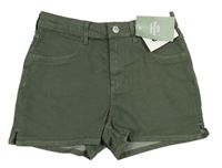 Khaki riflové kraťasy H&M
