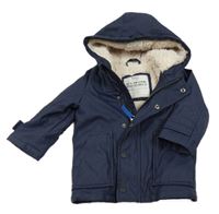 Tmavomodrá voděodolná zateplená bunda s kapucí M&S