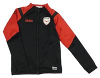 Černo-červená propínací sportovní mikina s nápisy 