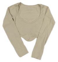 Béžové žebrované crop sportovní triko 