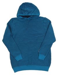 Modrá žebrovaná mikina s kapucí Yigga