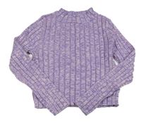 Lila melírovaný žebrovaný crop svetr H&M