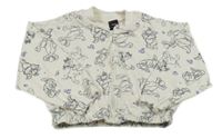 Smetanová crop propínací mikina se zvířátky Sinsay