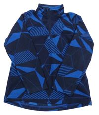 Tmavomodrá vzorovaná fleecová funkční mikina Quechua