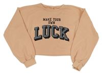 Růžová crop mikina s nápisem 