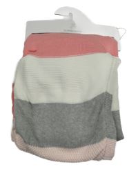 Nové - Bílo-šedo-růžová pleteno/plyšová deka Dunnes Stores