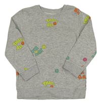 Šedá mikina s nápisy a smajlíky George