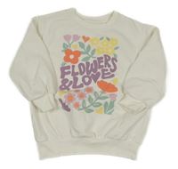 Bílá mikina s nápisem a květy Primark