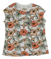 Bílo-zeleno-růžové květované tričko Pepperts