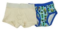 2set - Smetanové boxerky + světlemodré slipy - Minecraft