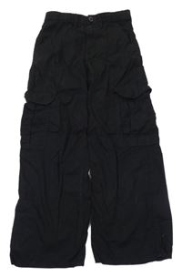 Černé plátěné široké cargo kalhoty H&M