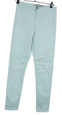 Dámské světlemodré skinny kalhoty s dírami Denim 