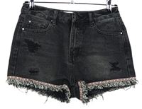 Dámské tmavošedé riflové kraťasy s prošoupáním a vzorem Denim