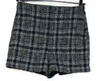 Dámské tmavomodro-bílé kostkované pletené kraťasy Zara 