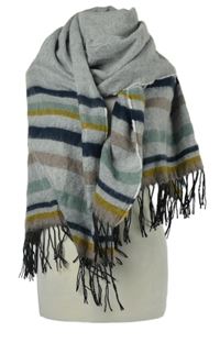 Dámská šedá pruhovaná šála s třásněmi Primark 