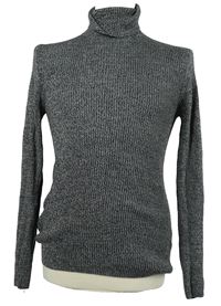 Pánský šedo-černý melírovaný svetrový rolák Asos 