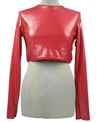 Dámské růžové třpytivé elastické crop triko PrettyLittle Thing