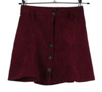 Dámská karmínová manšestrová sukně Bershka 