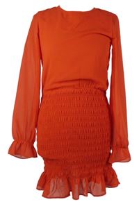 Dámské červené šifonovo/žabičkové šaty H&M