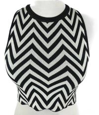 Dámský černo-bílý vzorovaný pletený crop top Primark