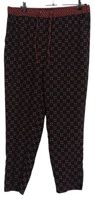 Dámské černo-vínové květované volné kalhoty F&F 