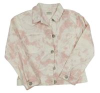 Růžovo-bílá batikovaná riflová bunda F&F