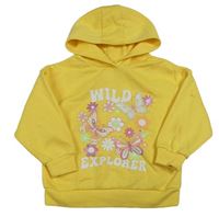 Žlutá mikina s motýlky a kapucí Primark