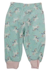 Světlemodré fleecové pyžamové kalhoty s jednorožci Primark