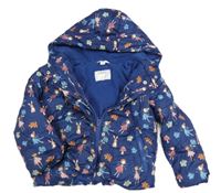 Tmavomodrá šusťáková zimní bunda s vílami a kapucí M&Co.