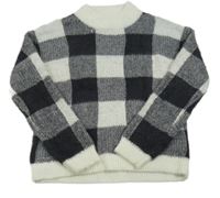 Černo-šedo-bílý kostkovaný svetr Primark