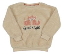 Béžová chlupatá mikina s liškami Little kids