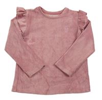 Růžová žebrovaná sametová mikina se srdíčkem Nutmeg