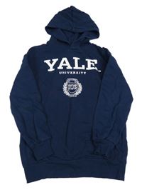 Tmavomodrá mikina s potiskem a kapucí 