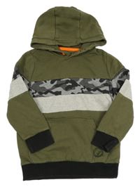 Khaki-army-šedá mikina s kapucí F&F
