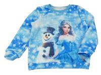 Azurová mikina s vločkami a obrázkem 