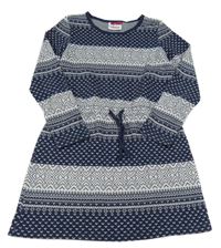 Tmavomodro-bílé vzorované šaty Yigga