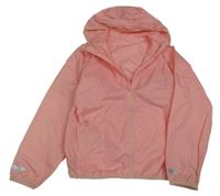 Světlerůžová šusťáková nepromokavá bunda s kapucí