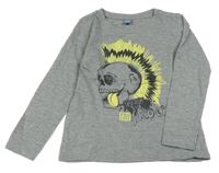 Šedé melírované triko s lebkou Dopodopo