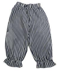 Tmavomodro-bílé pruhované lehké kalhoty Shein