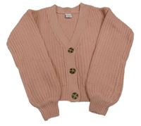 Světlerůžový žebrovaný propínací crop svetr Page one young